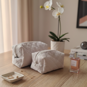 Trousse de toilette marguerite velours côtelé – vue 3