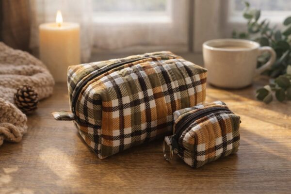 Trousse de Toilette Carreaux et Café