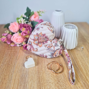 Trousse cœur matelassée motif floral – vue 2