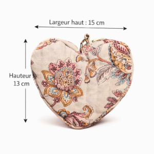 Trousse cœur matelassée motif floral – vue 5