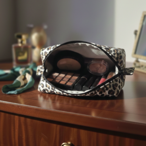 Trousse de toilette motif léopard faite main – vue 3